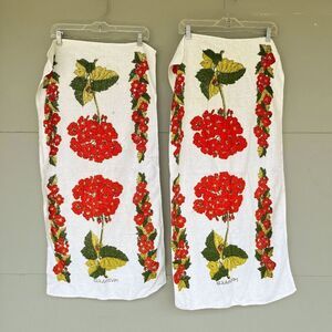 Vintage Geranium Terry Cloth Towels – Set of 2 Orange Floral 36"x20"